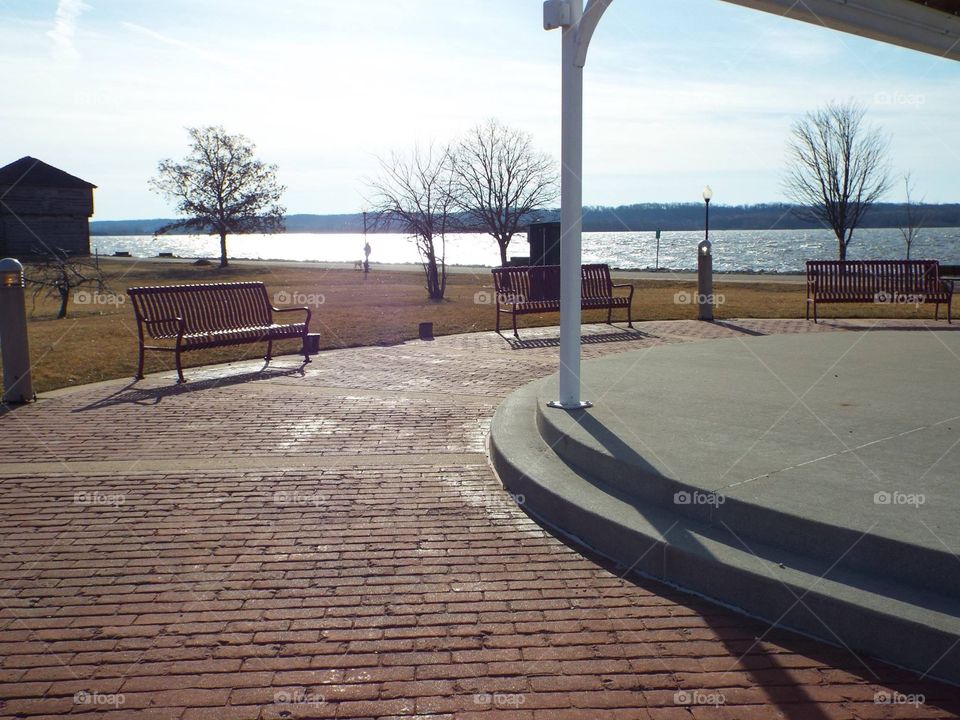 Brick side walk path