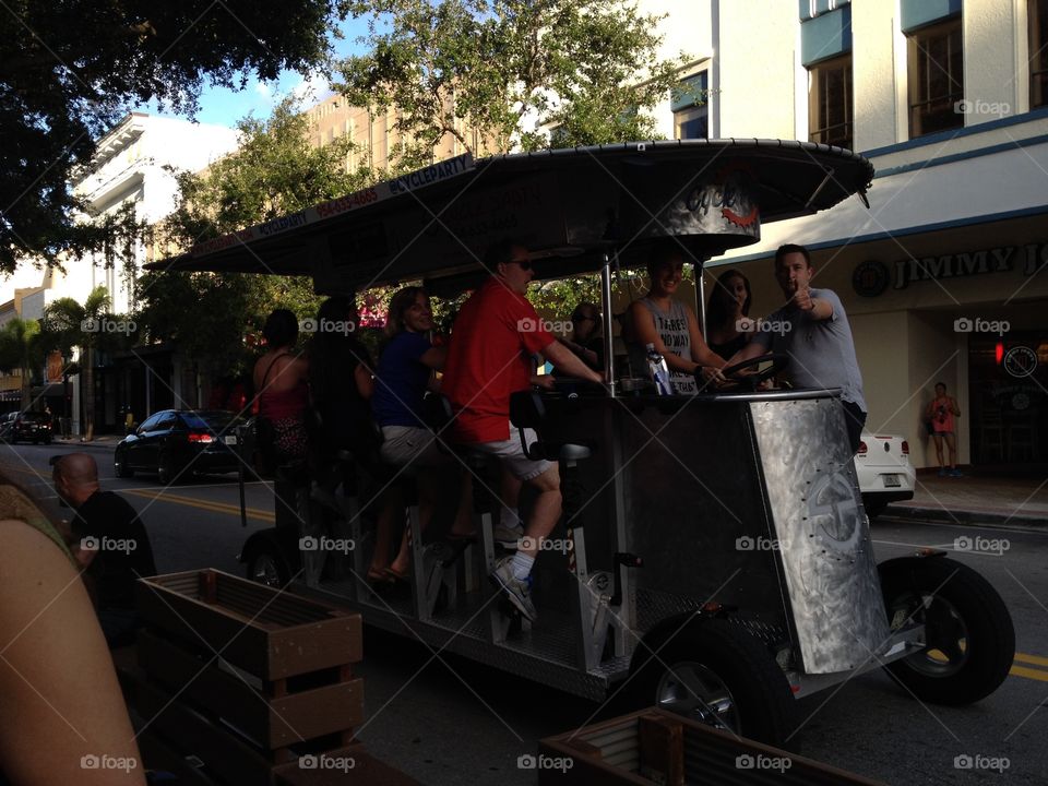 Multitasking can be fun. Bicycle drinking party machine