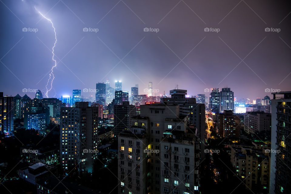 China, Beiling, Skyline to Guomao, Lightning Impact