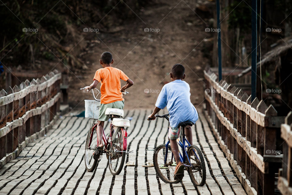 my friend . bicycle boy on the bridge 