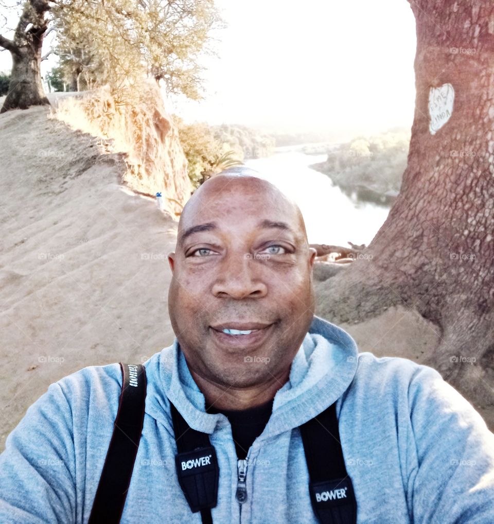 selfie pic, hiking over the River bluff in a early morning Sunrise.