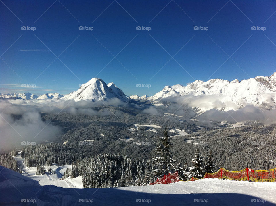 snow trees cloud mountains by andyamc