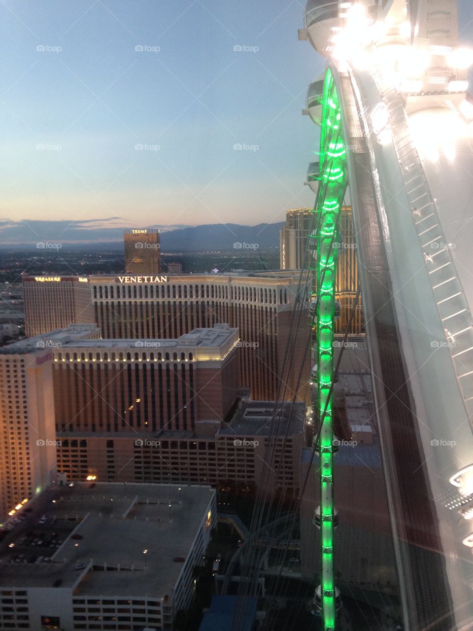 Green neon over Las Vegas