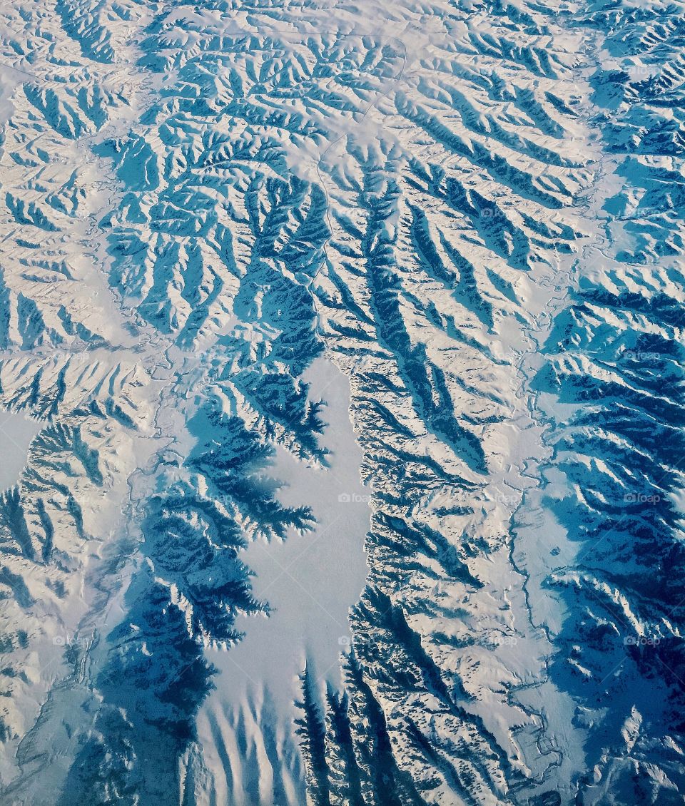 Mountains out an airplane window