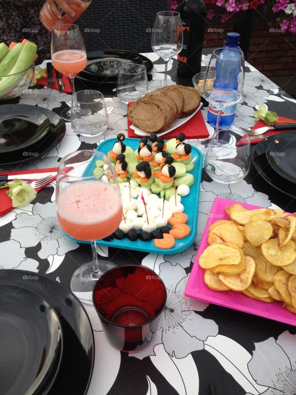 Aperitif with Penguins . My wife make a lot of type of plate,Italy 