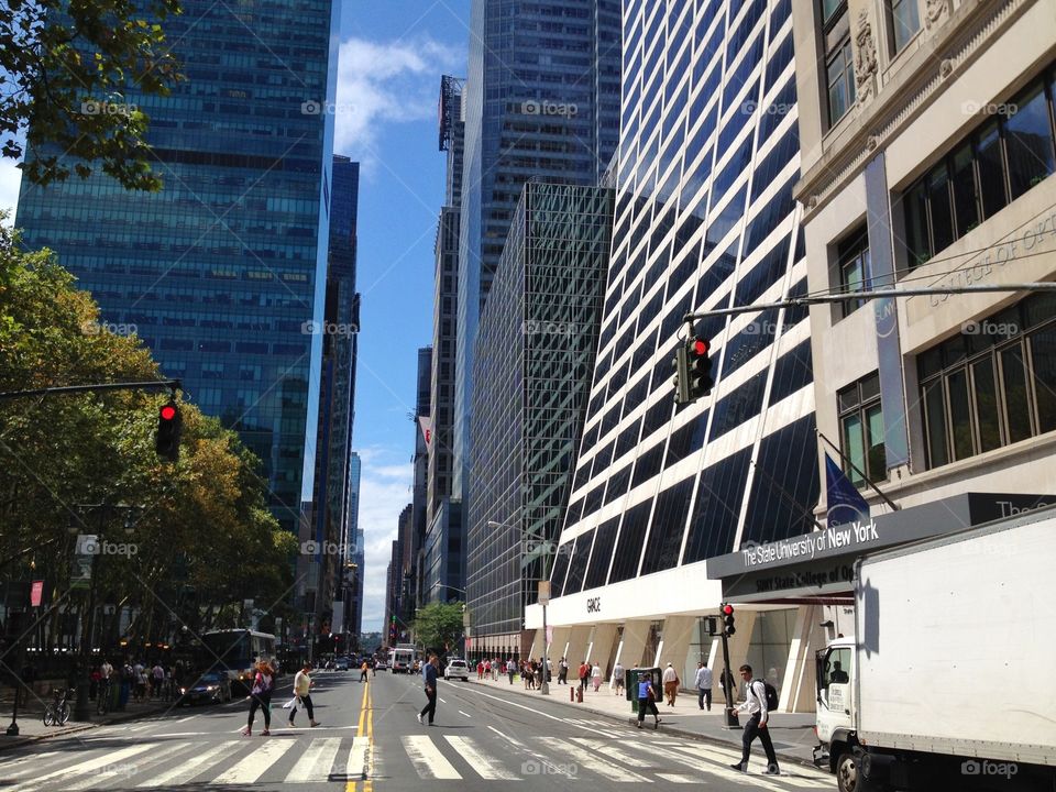 Into New York . A street in Midtown of Manhattan,New York 