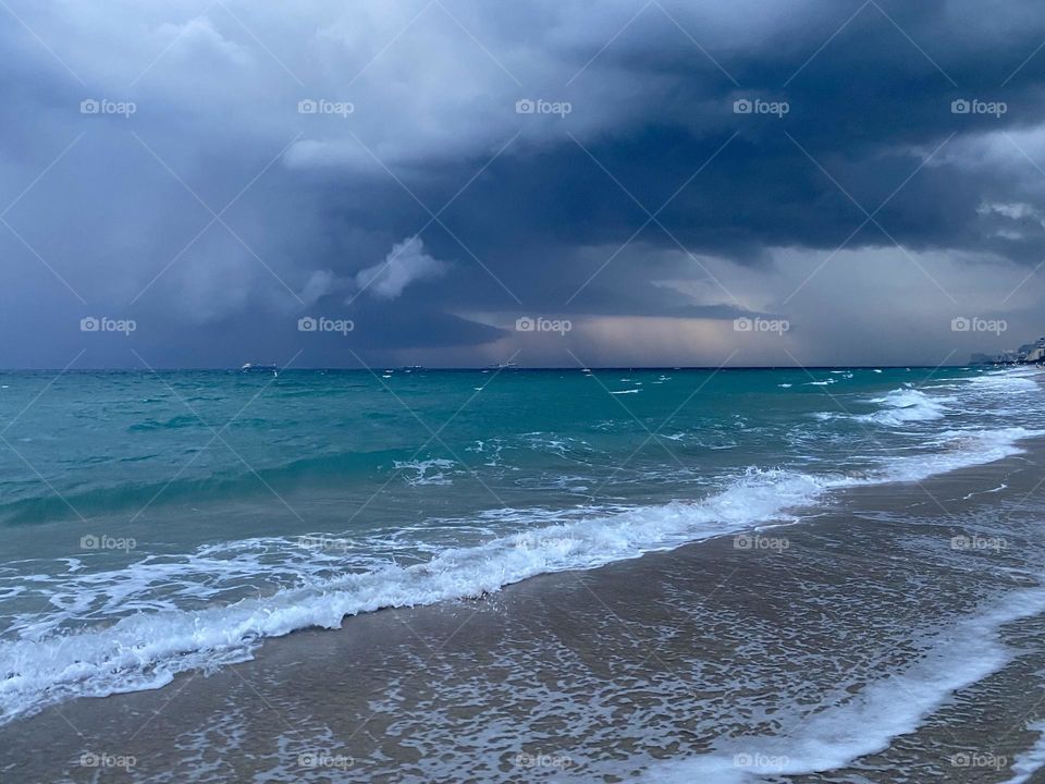 A storm approaching the beach