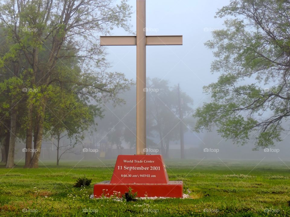 Never forget. Local memorial to 9/11 cross monument