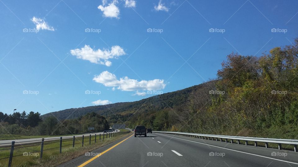 driving through the mountains