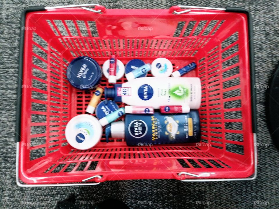 Nivea products in shopping basket