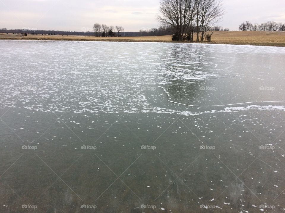 On frozen pond