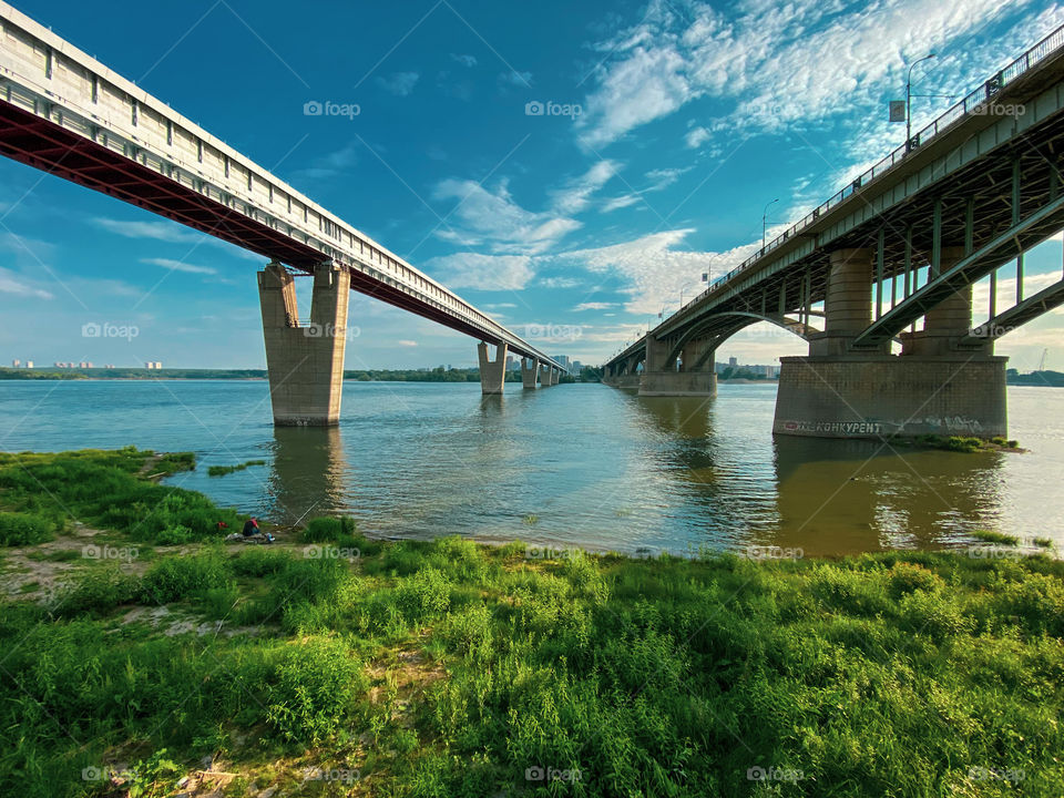 bridges on the Ob river in Novosibirsk