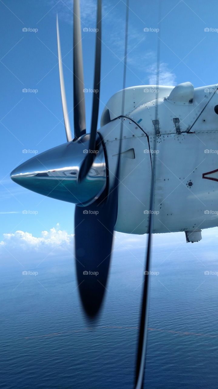 Close-up of airplane's propeller