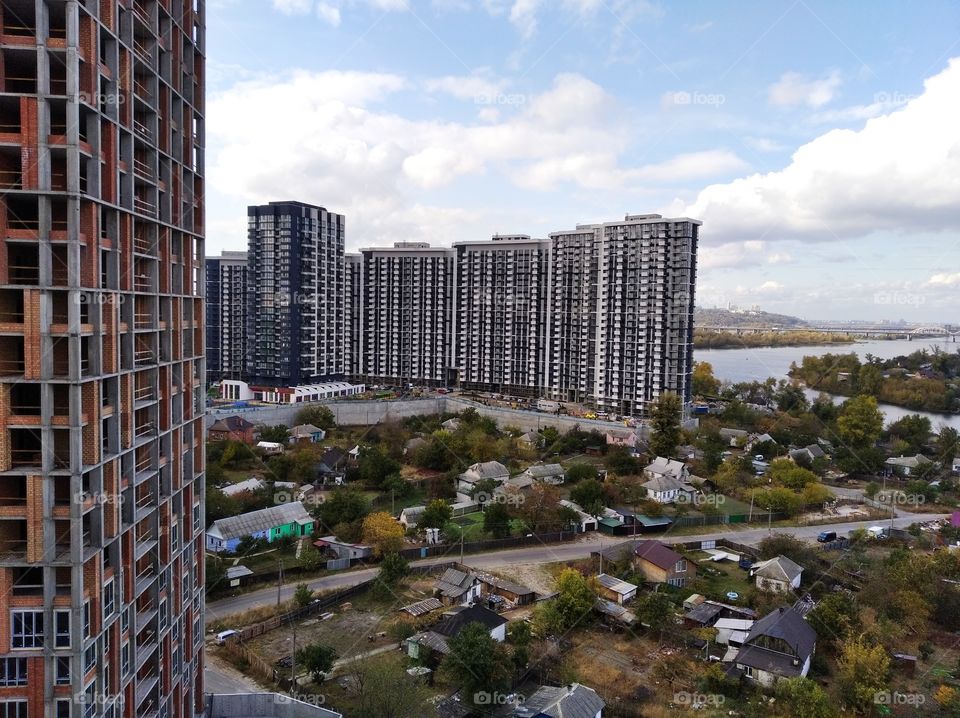 New buildings on the metro station "Slavutich" (view from the window)