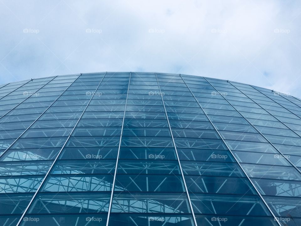 Exterior view of a glass and steel structure