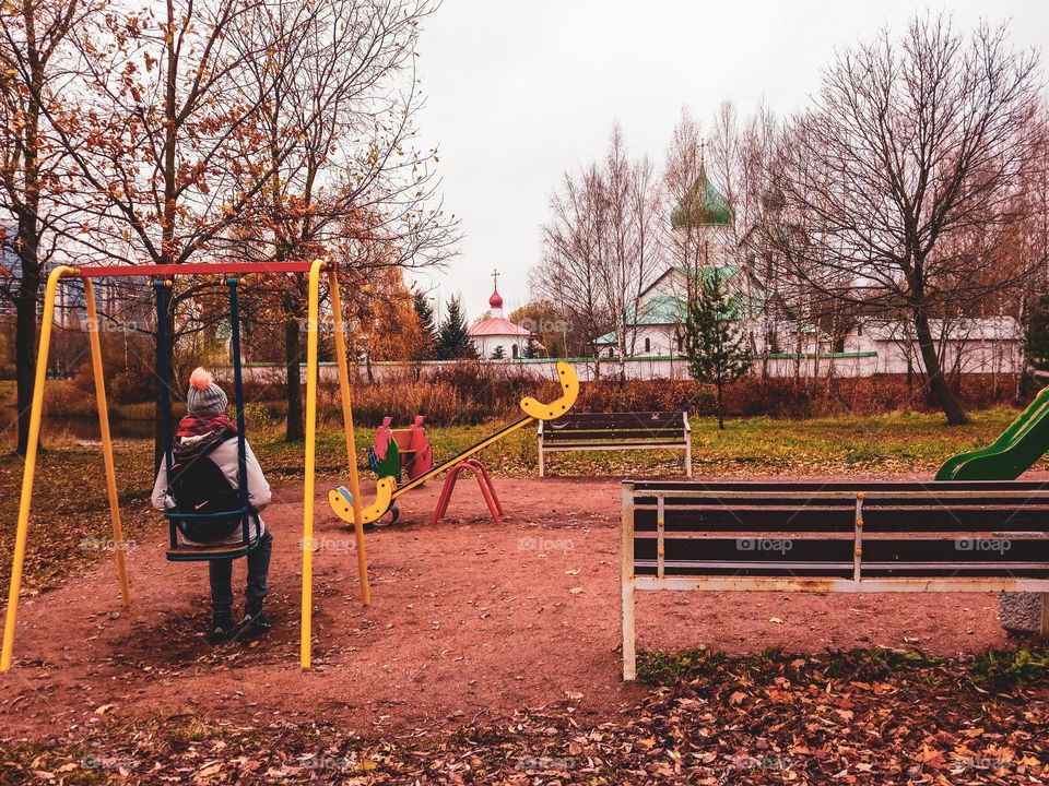 A girl on a swing