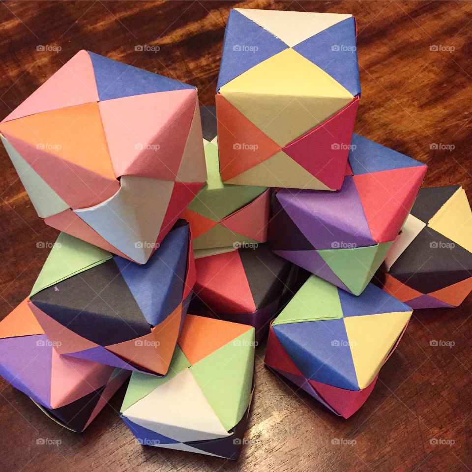 Triangle, Origami, No Person, Motley, Geometric
