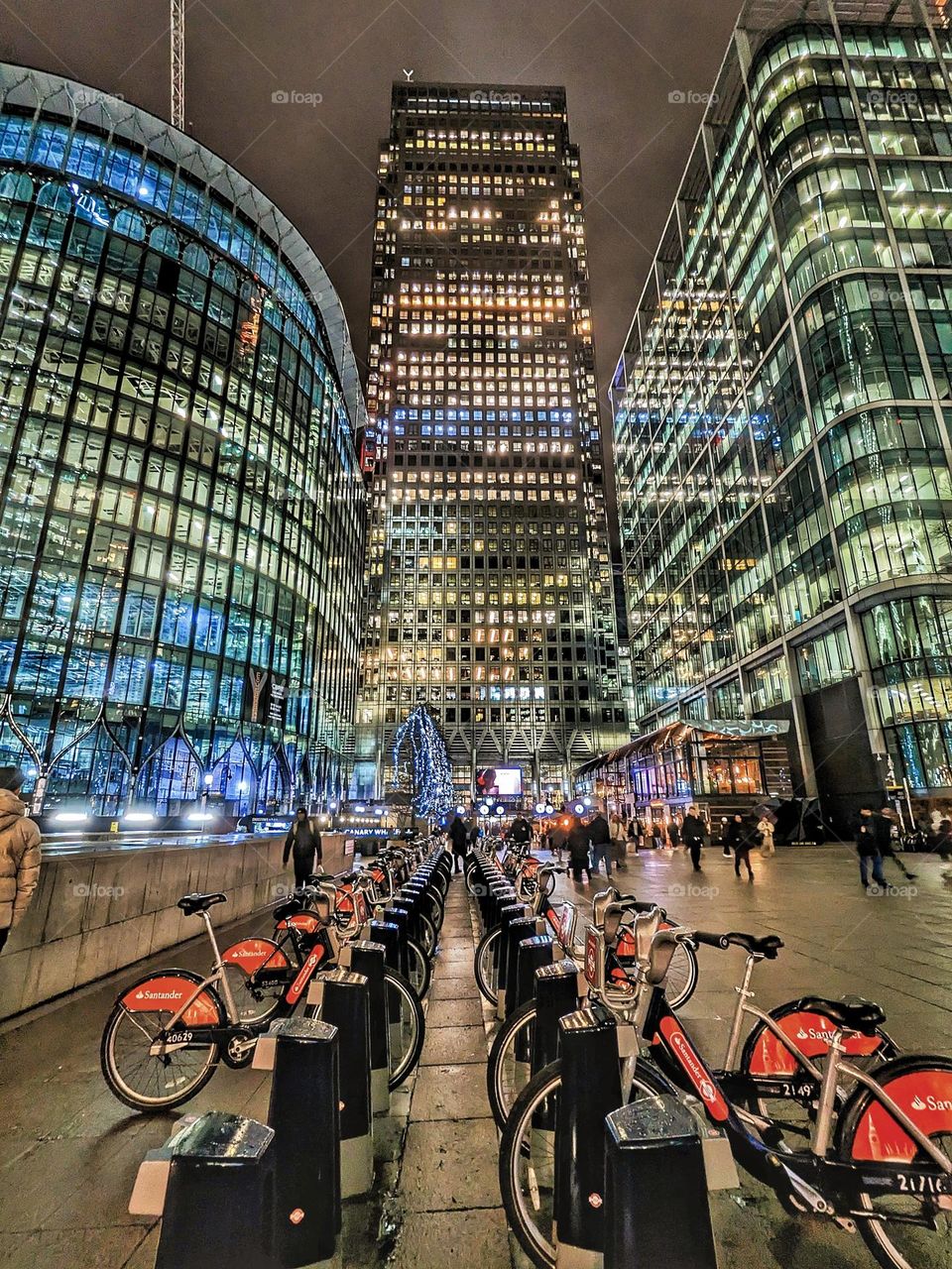 Night City lights. Canary wharf. London