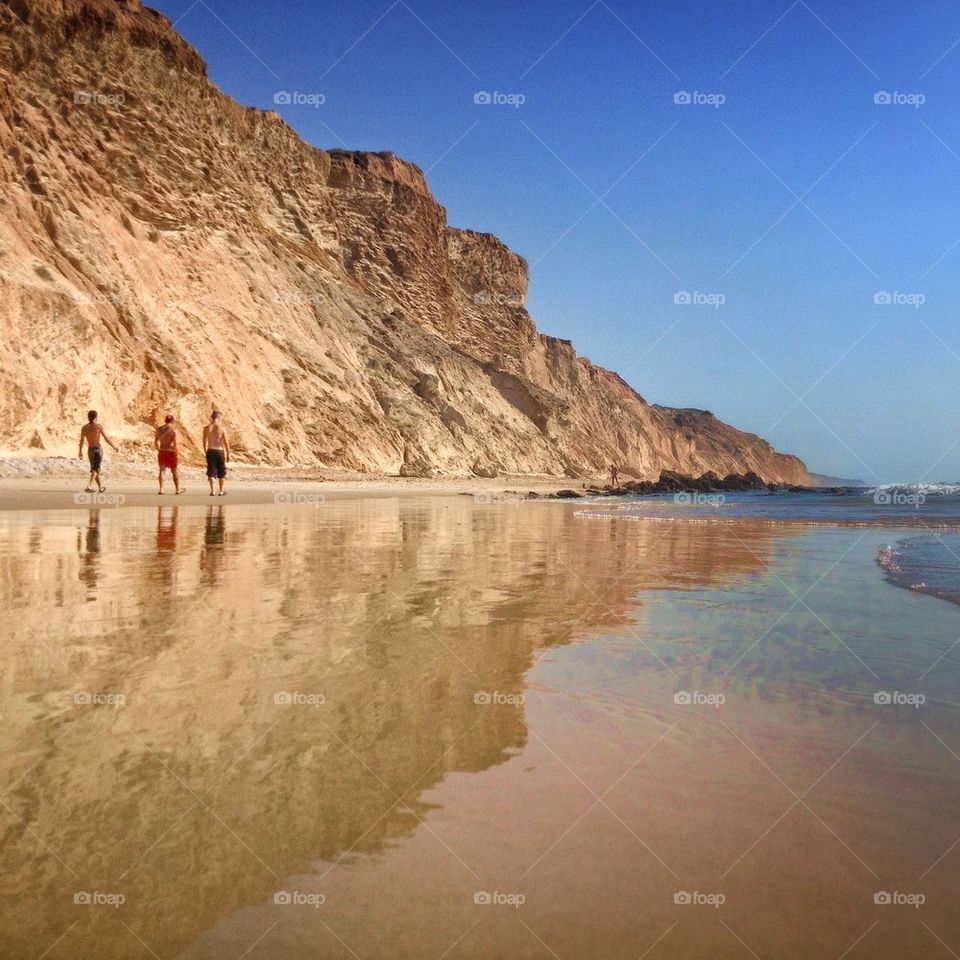 Rear view of people on beach