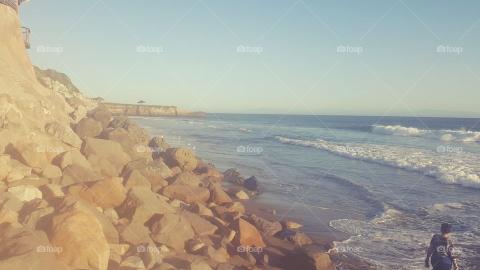 Twin Lakes Beach, Beach, Monterey Bay, California, Santa Cruz, Ocean, Birds, Rocks, Cliff, Sundown, Sunset, Light, Sunny