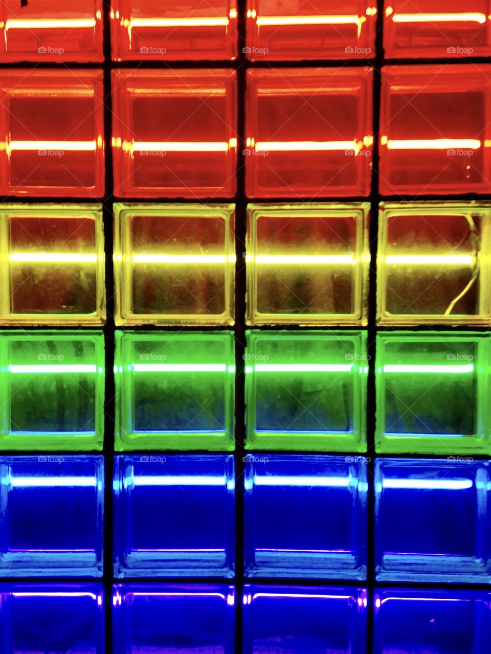 Rainbow window blocks at a barn in indianapolis Indiana on a fun night out.  Rainbow colors are beautiful 