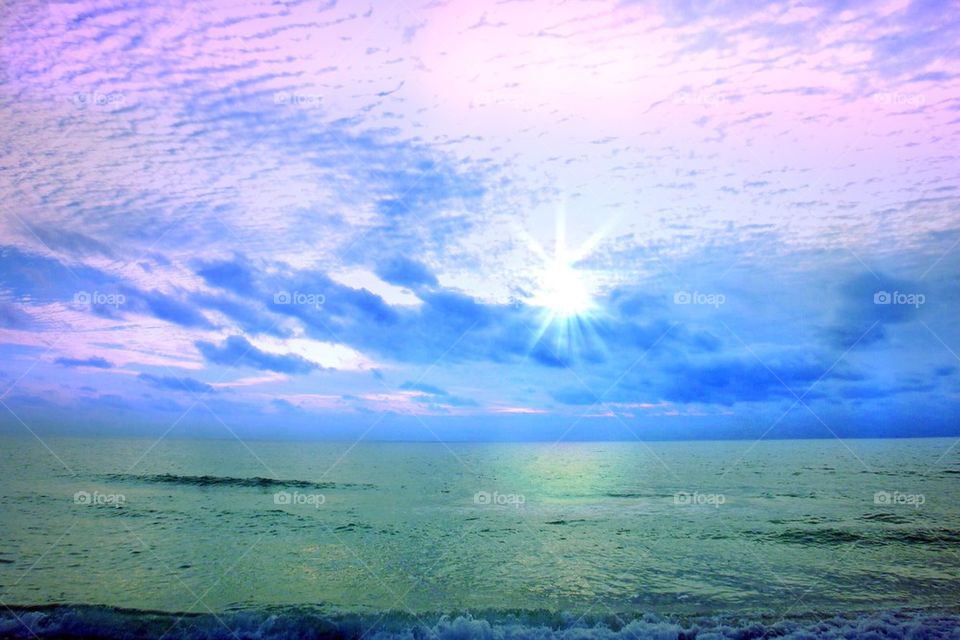 Watercolor sky and ocean