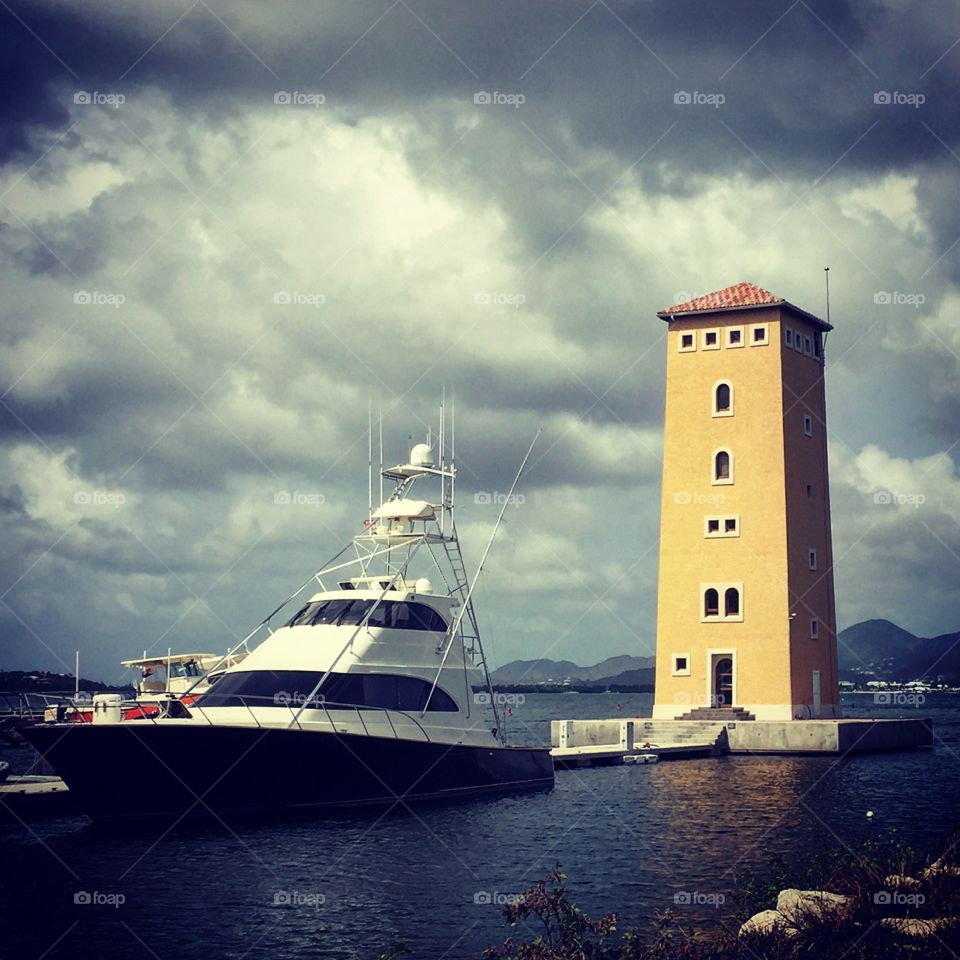 Ship Docked At Porto Cupecoy In St. Maarten 