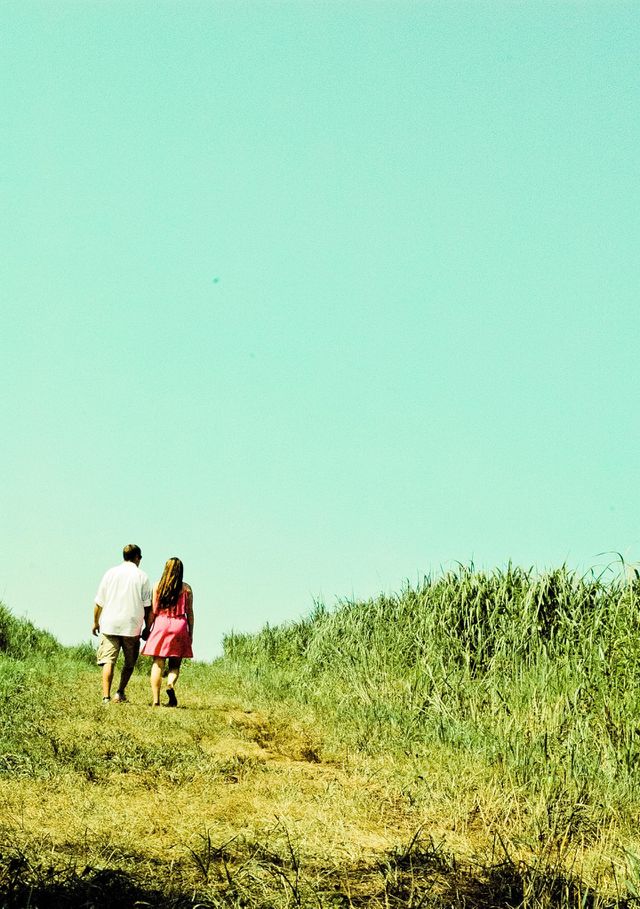 Walking in a field