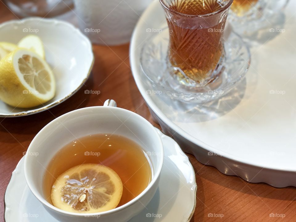 Close-up of lemon tea