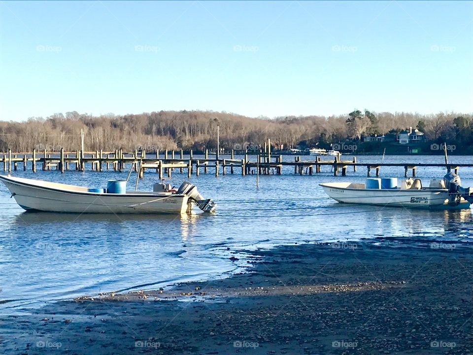 Two small motorboats