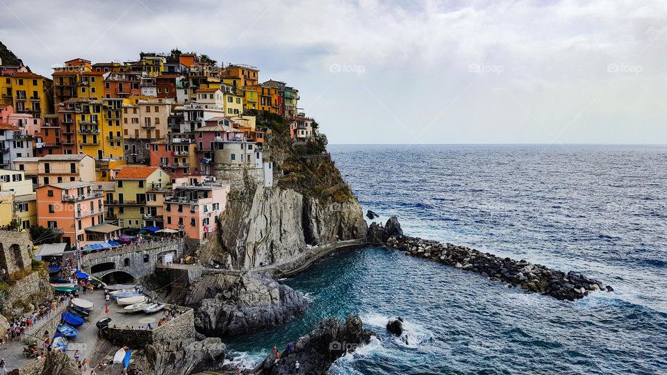 Cityscape in Manarola in Italy