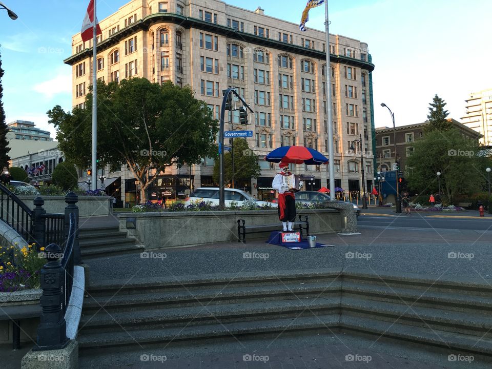 Local performer on an empty corner