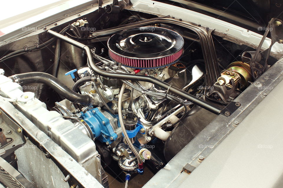 Chrome engine american v8 ford horsepower racing