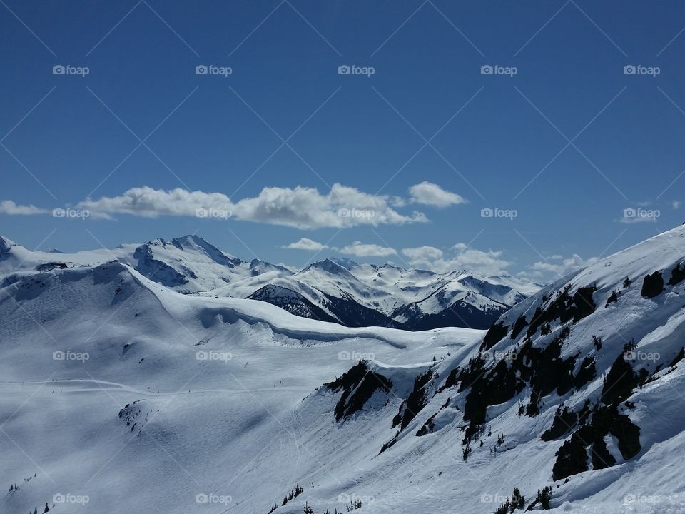High angle view of snowy mountains