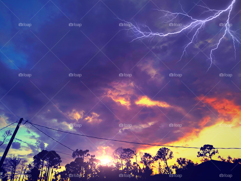 Stormy sunset cloudscape.