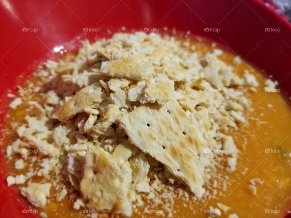 soup and crackers