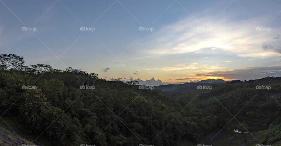 panorama sunset at the mountain