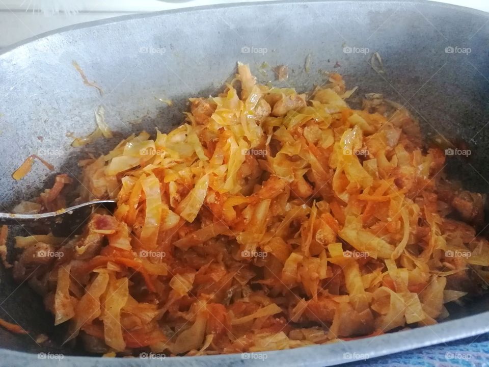 Braised cabbage with rabbit, yummy