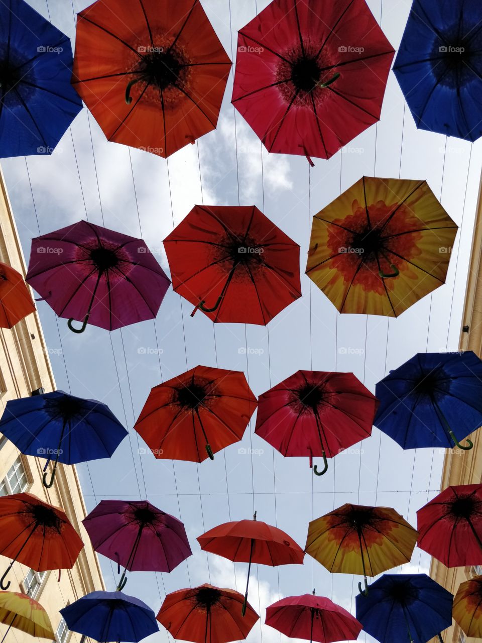 Colourful umbrellas in Bath, UK