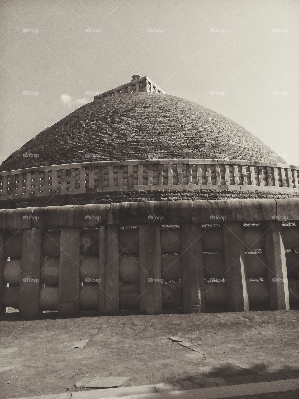 Ancient Buddhist architecture at Sanchi called stupa.