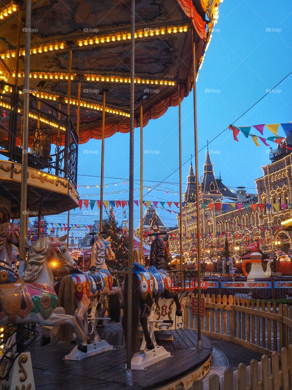 Merry-go-round in Moscow Christmas market 