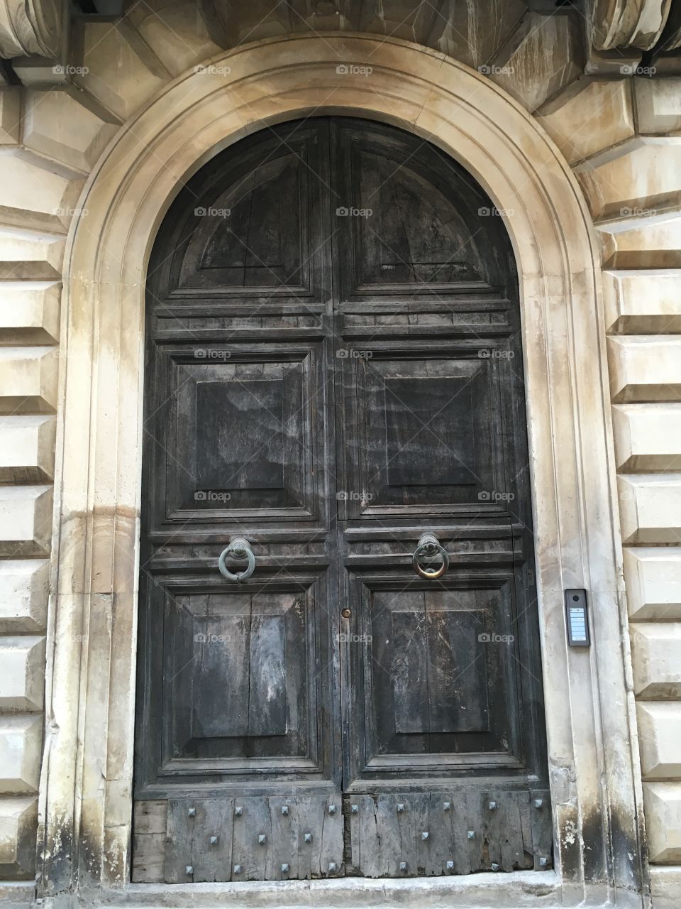 Wooden door entrance, Offida, Italy