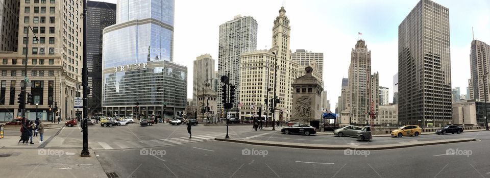 Magnificent Chicago downtown with trump 