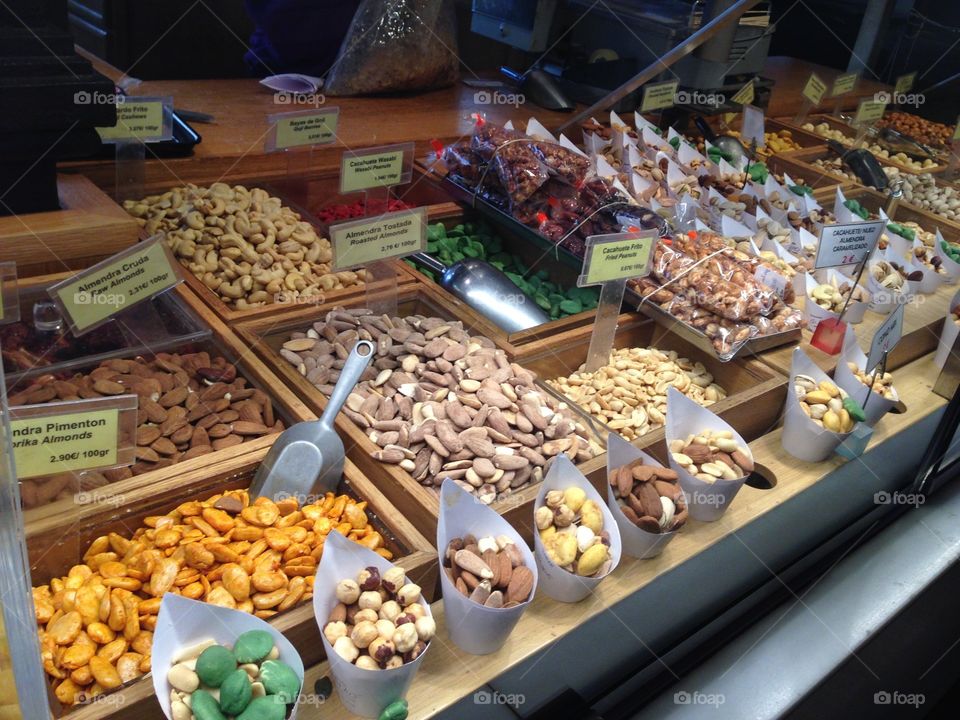 nuts in madrid's mercado de San Miguel