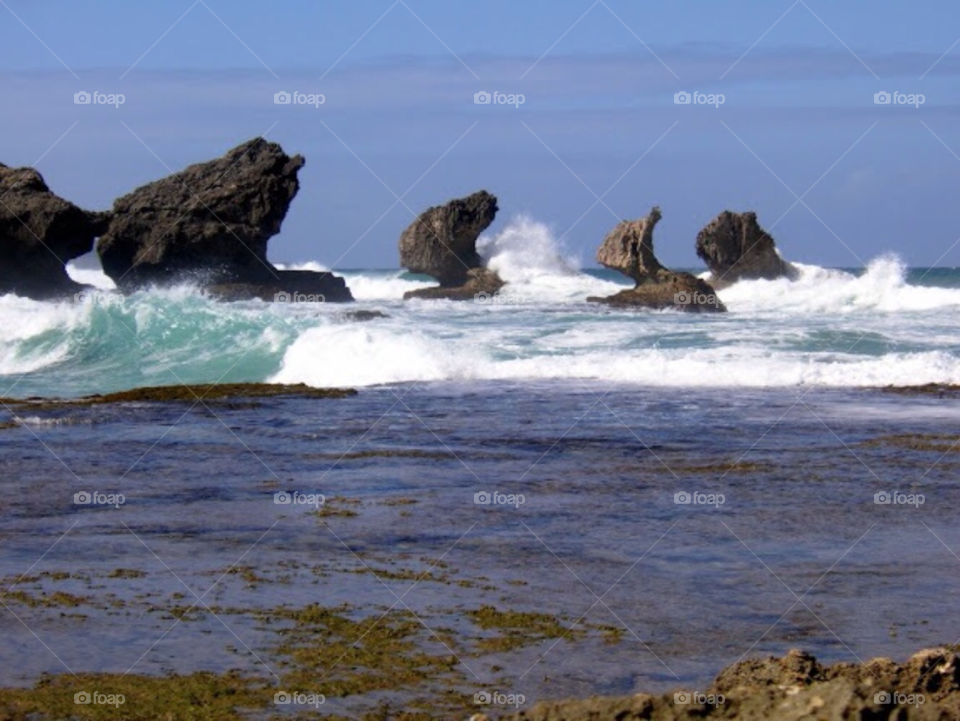 sea rocks waves by cobbep