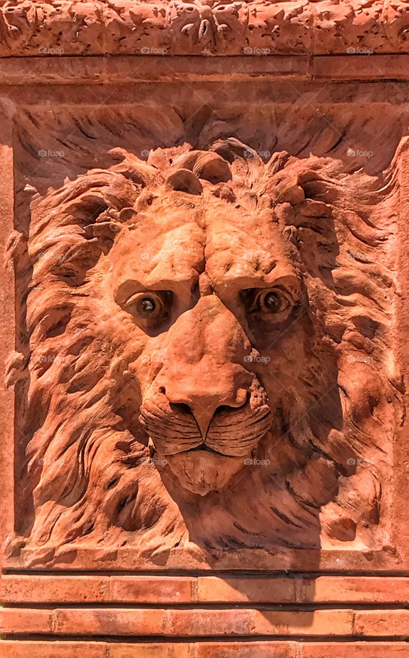 Architectural Detail - Lion on column at entrance to the once Ponce de Leon Hotel, now Flagler College - Saint Augustine 