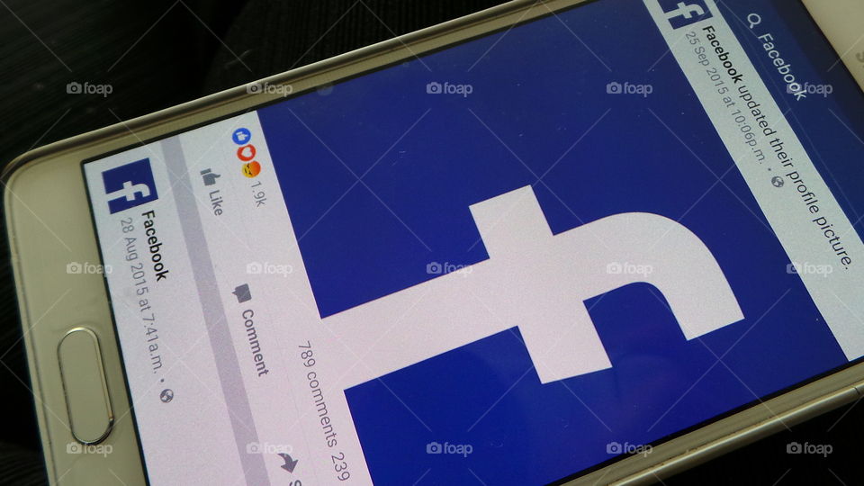 using Facebook.  social media