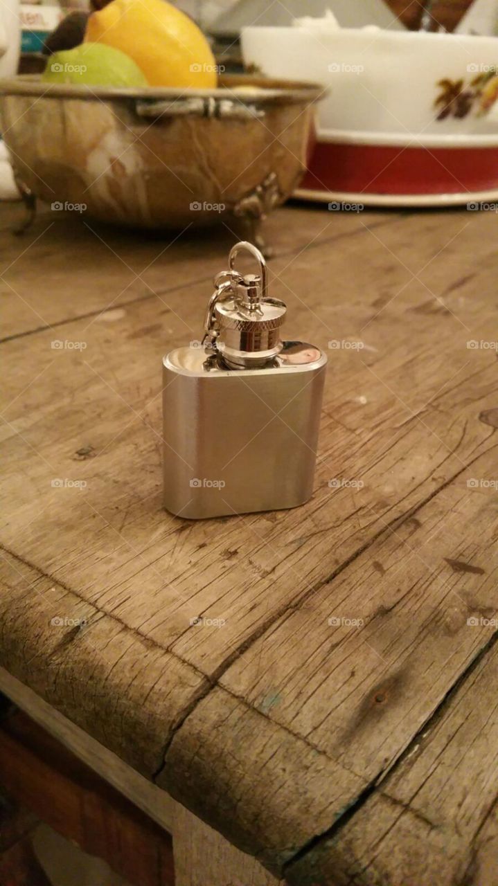Mini hip flask. A keyring sized hip flask