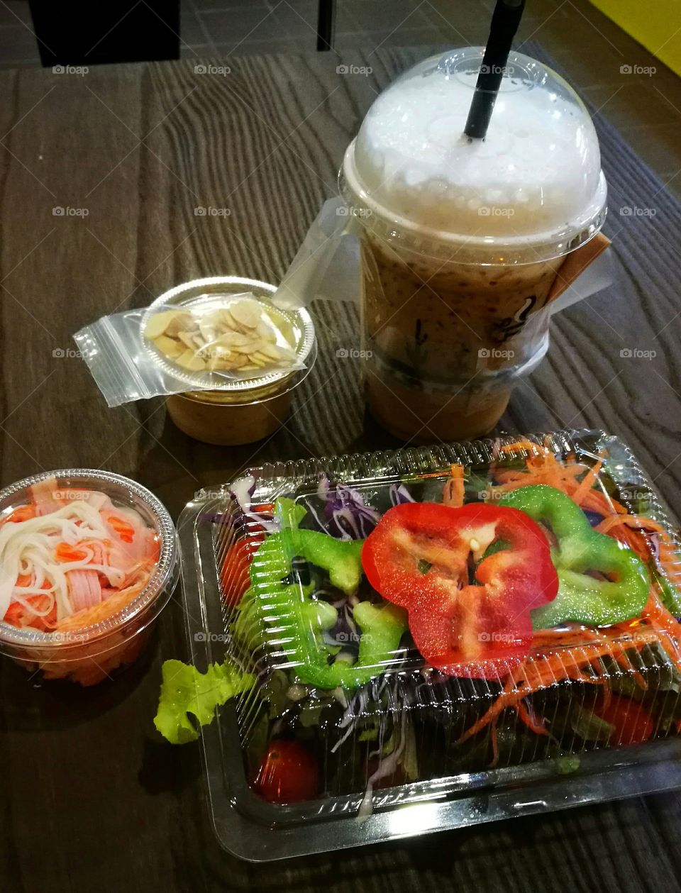 High angle view of healthy food on table