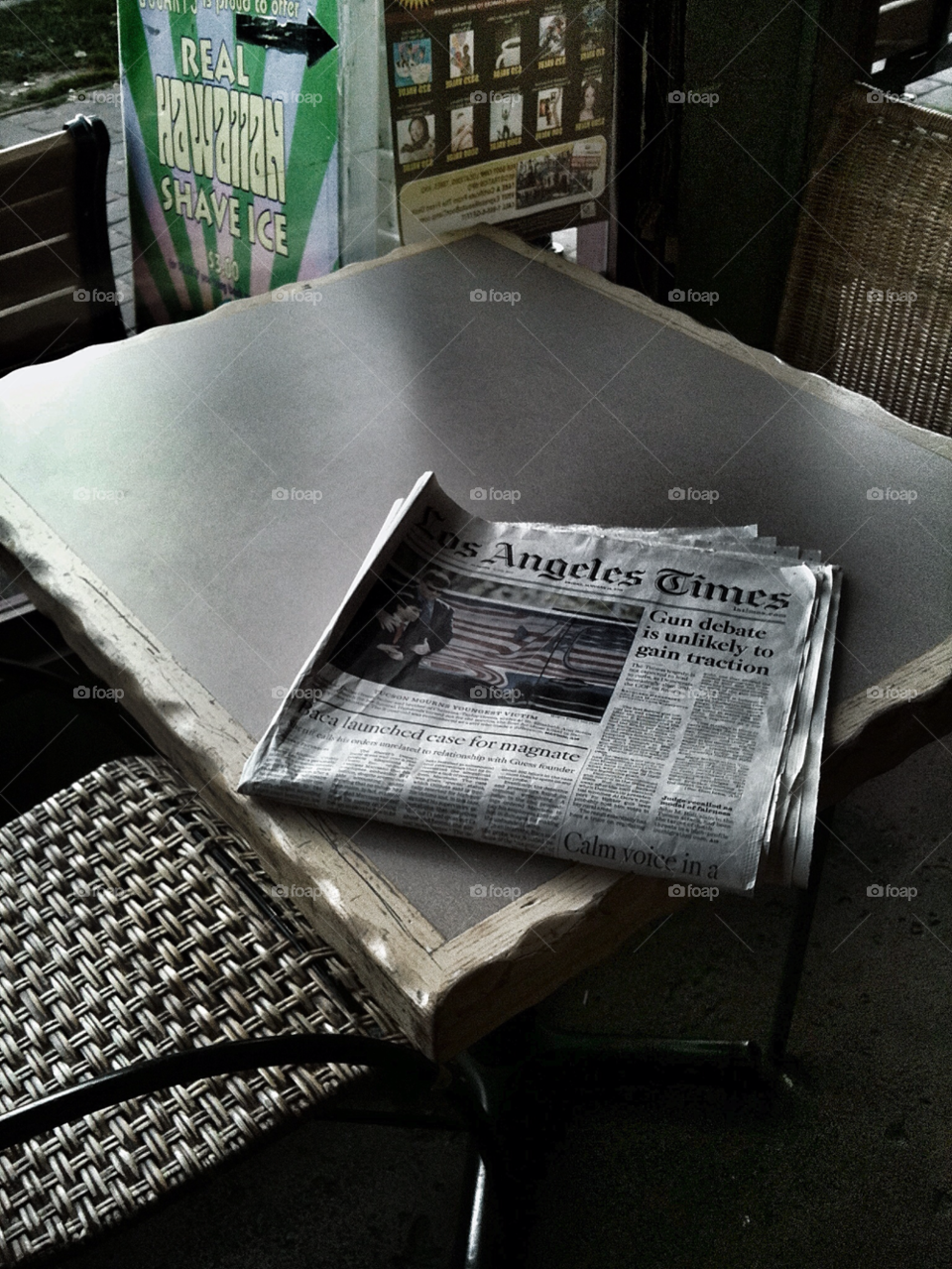 table chairs news newspaper by analia